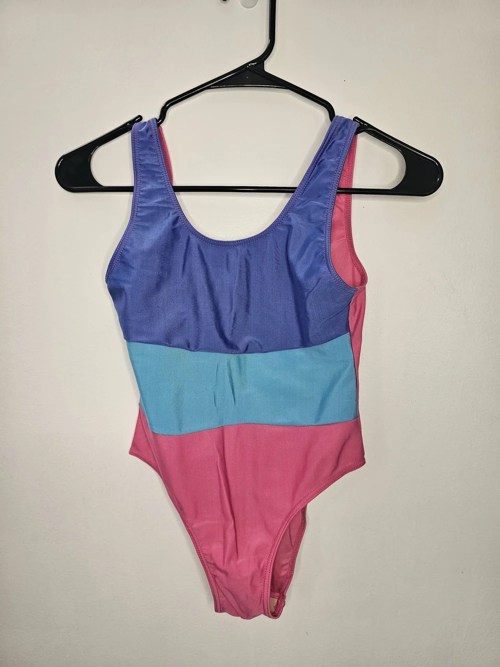 Circo Colorblock One Piece Swimsuit L Pink Purple Blue Mesh Back